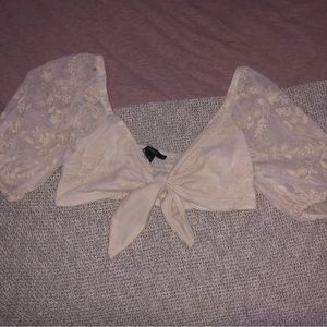 Forever 21 Tie-front Lace Crop Top — S